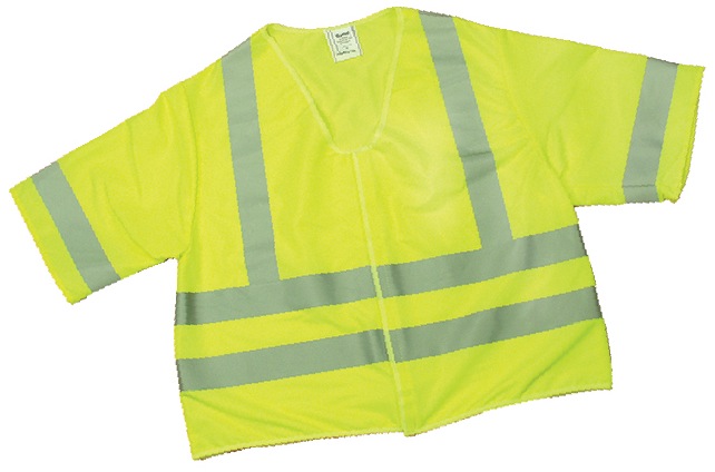 16363, ANSI Class 3 Lime Solid Vest w/Silver Reflective, MutualIndustries