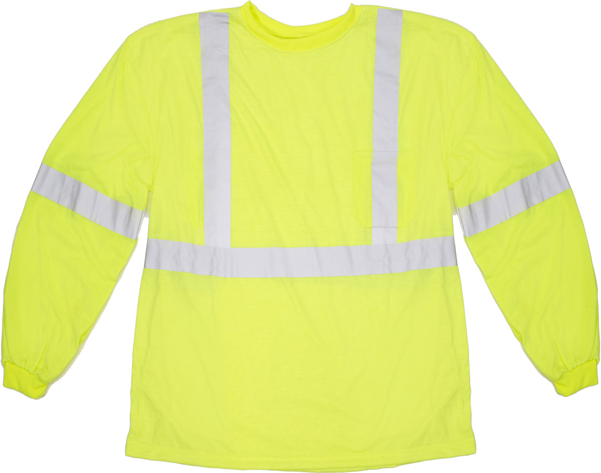 16381-0, ANSI Class 3 Long Sleeve Lime Tee Shirt, MutualIndustries