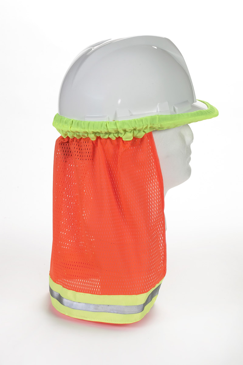 65500-45-100, ANSI Orange Mesh Hard Hat Neck Shade w/Reflective , MutualIndustries